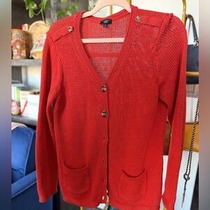 Like New Talbots Reddish Orange Women's Cardigan Sweater 100% cotton 🌱